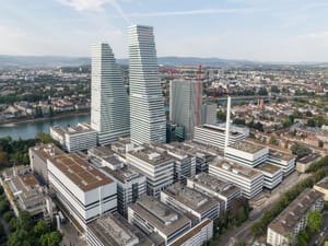 Aerial photo of Roche campus in Basel